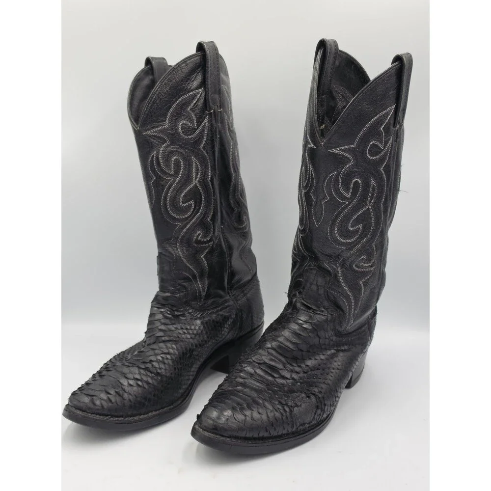 Dan Post Snake Skin Python Western Boots Cowboy Black Men’s Size 9.5 D